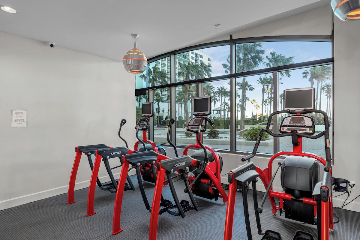 Fitness center with Gulf views at Sapphire Tower, South Padre Island
